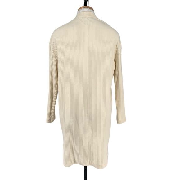 Banana Republic Ribbed Drape Front Long Knit Cardigan Cream Small Soft Cotton - Picture 4 of 7